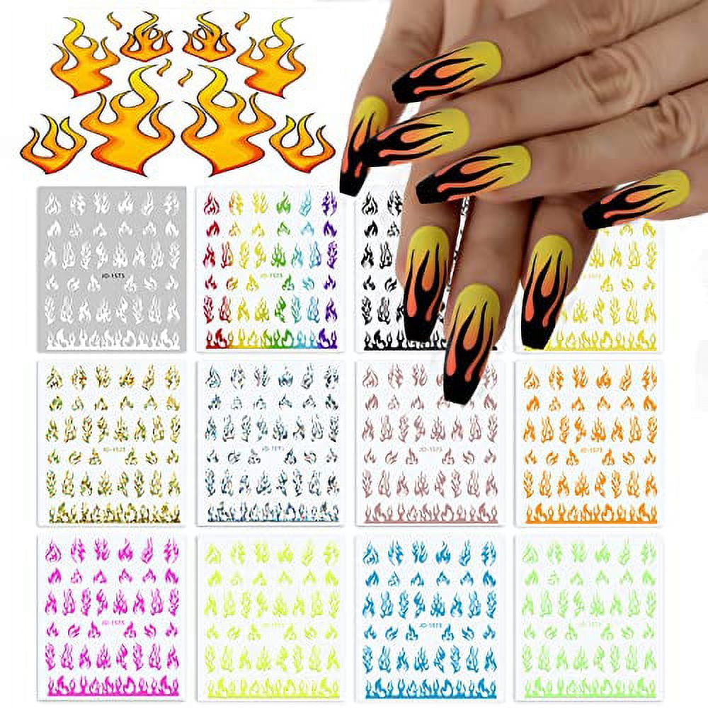 Pink White Flames Nail Art Stickers - Etsy